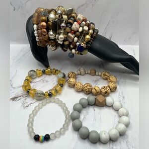 15 stretch bracelets, assorted colors and styles